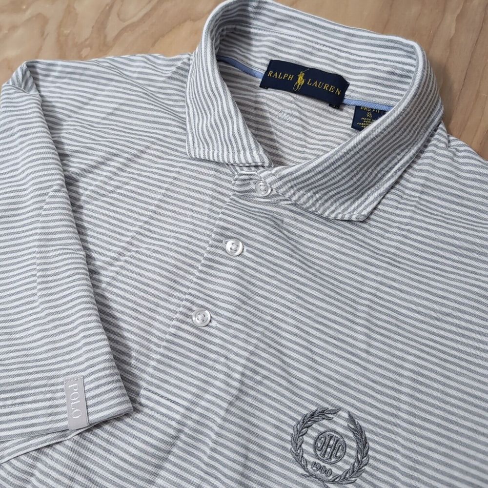 Ralph Lauren Polo Golf Shirt Pro Fit Wicking Men's XL White Striped CHC 190